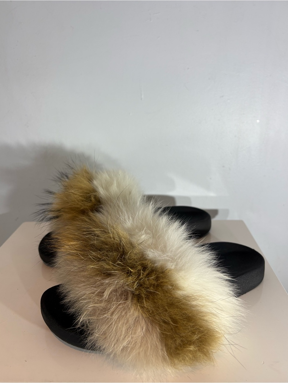 Genuine Fur Slide Sandals Women’s US 7 Black Slip-On